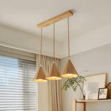 Modern Nordic Solid Wood Cone LinearPendant Light Image - 15