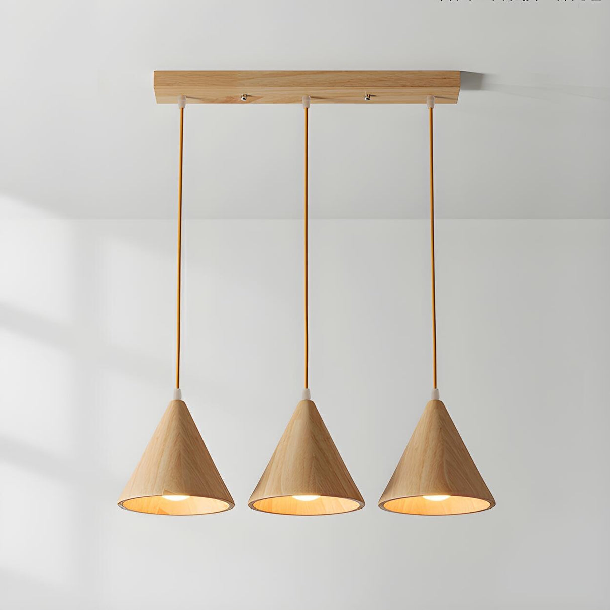 Modern Nordic Solid Wood Cone LinearPendant Light Image - 9