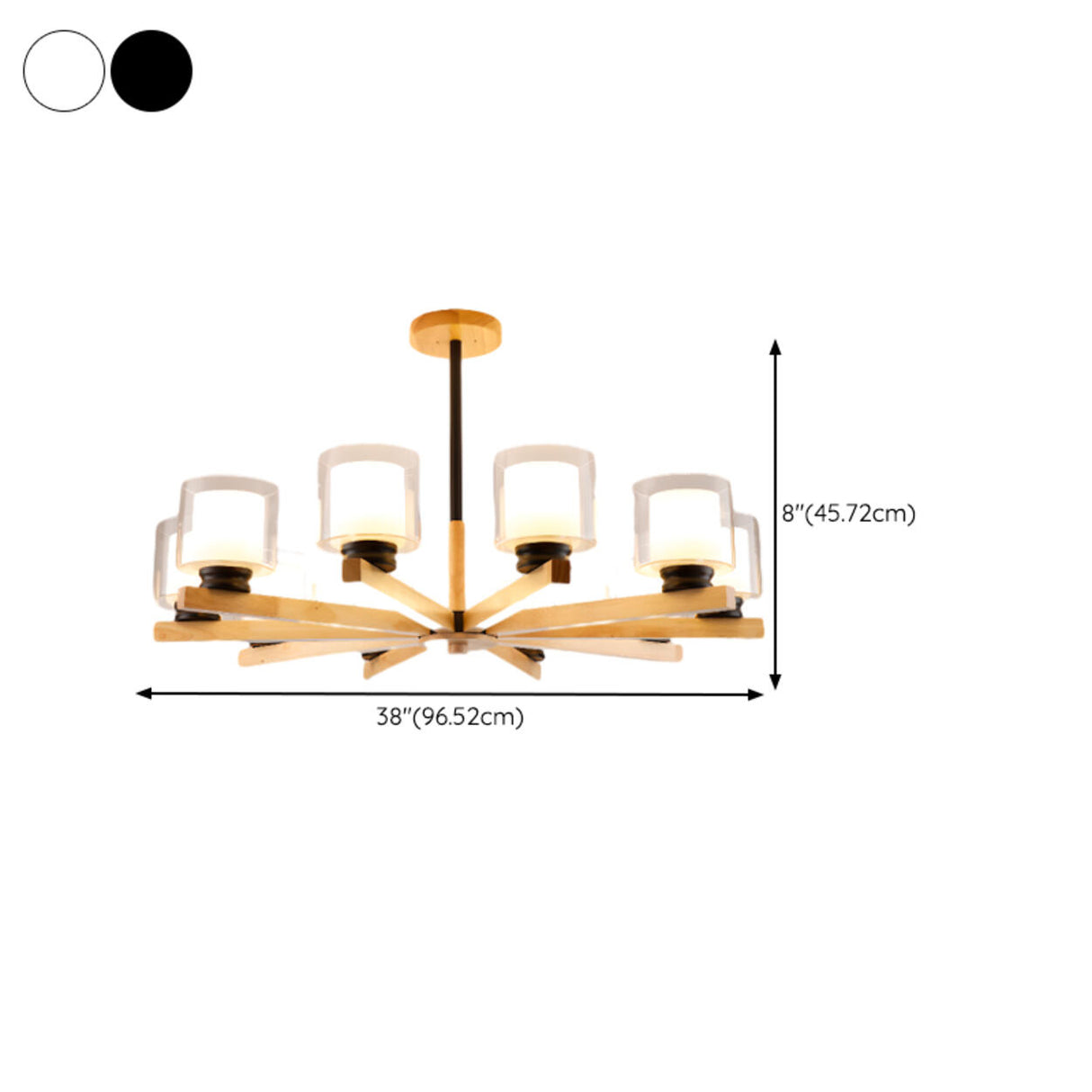 Modern Nordic Wood and Transparent Glass Cylinder Chandelier Image - 18