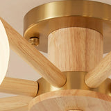 Modern Nordic Wood Globe Semi-Flush Mount Ceiling Light Image - 11