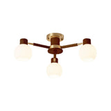 Modern Nordic Wood Globe Semi-Flush Mount Ceiling Light Image - 15