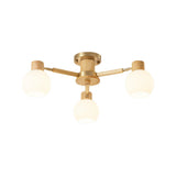 Modern Nordic Wood Globe Semi-Flush Mount Ceiling Light Image - 16