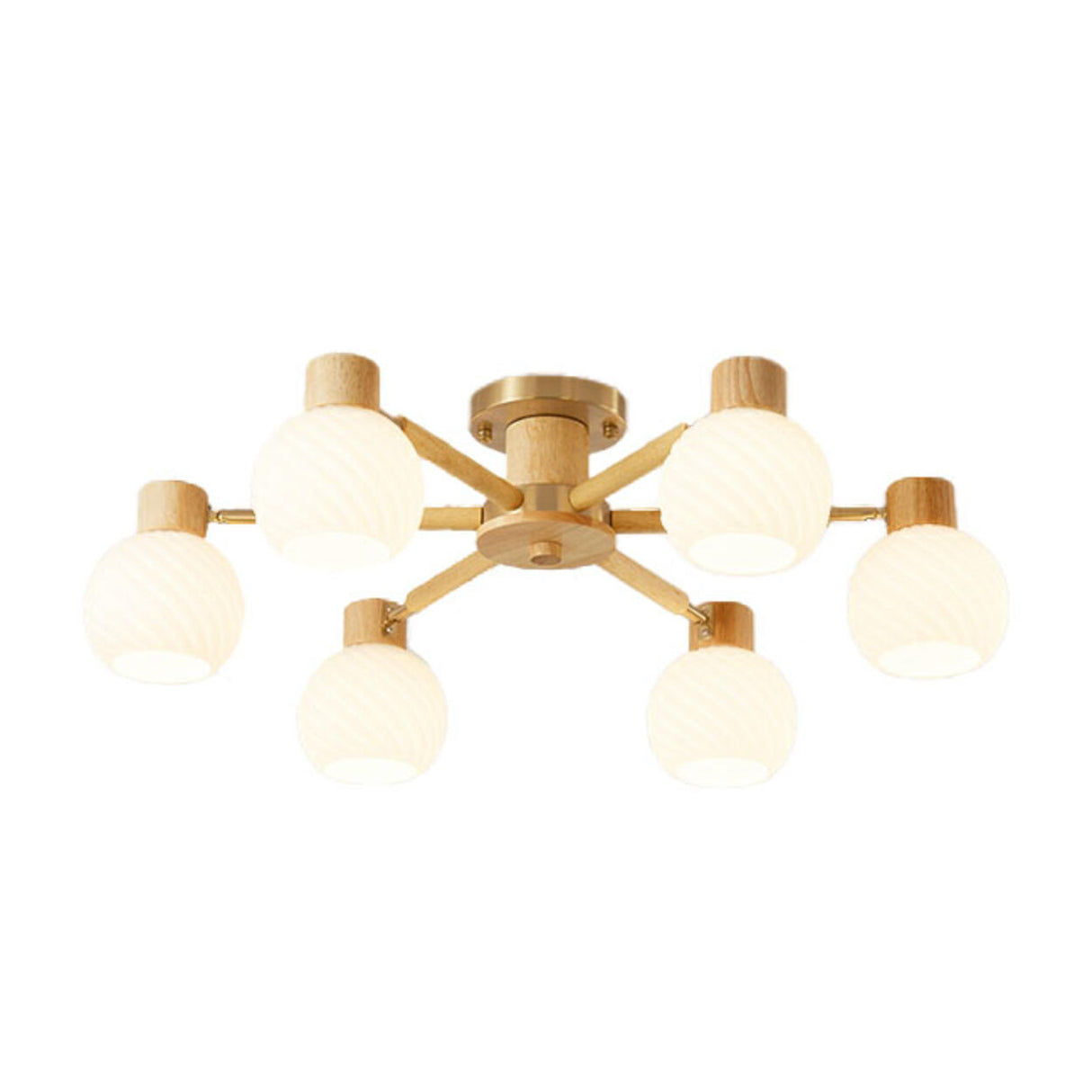 Modern Nordic Wood Globe Semi-Flush Mount Ceiling Light Image - 17