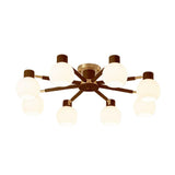 Modern Nordic Wood Globe Semi-Flush Mount Ceiling Light Image - 18