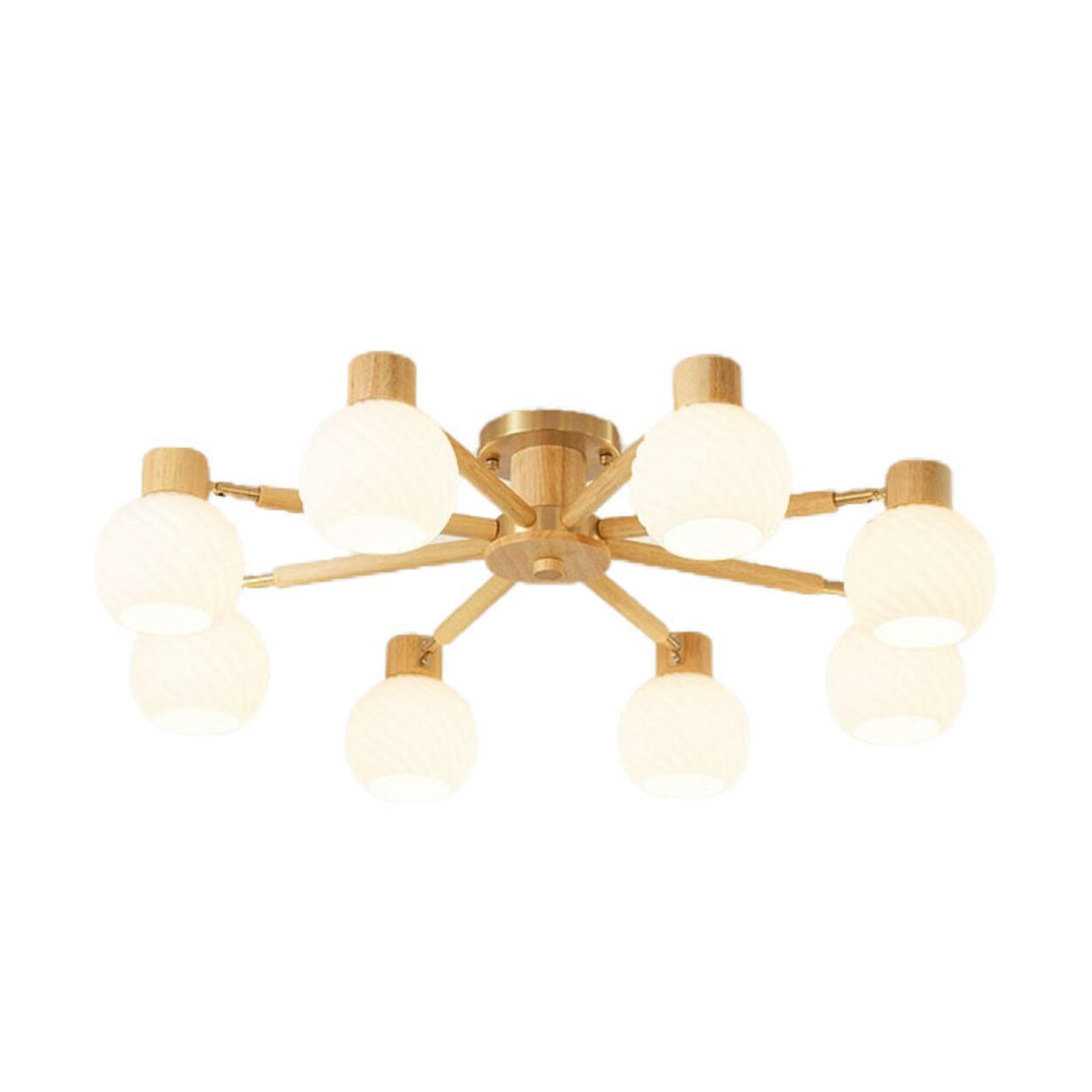 Modern Nordic Wood Globe Semi-Flush Mount Ceiling Light Image - 19