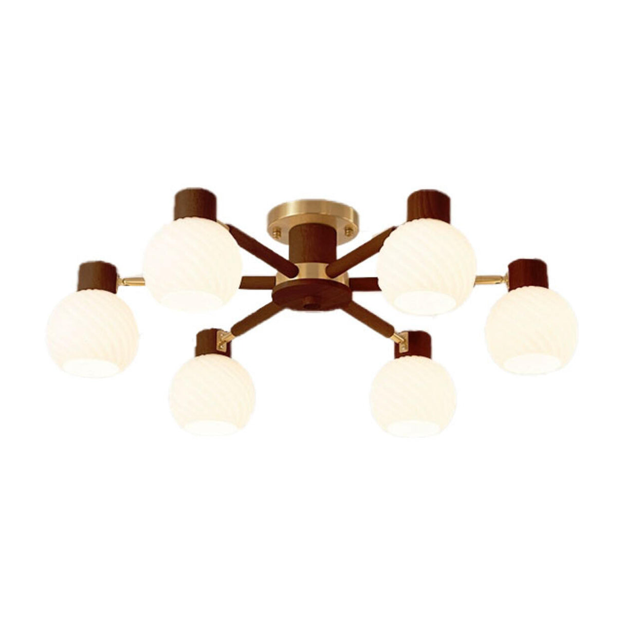 Modern Nordic Wood Globe Semi-Flush Mount Ceiling Light Image - 2