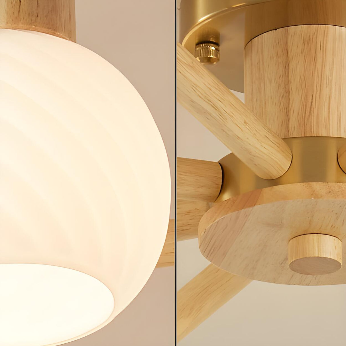 Modern Nordic Wood Globe Semi-Flush Mount Ceiling Light Image - 5