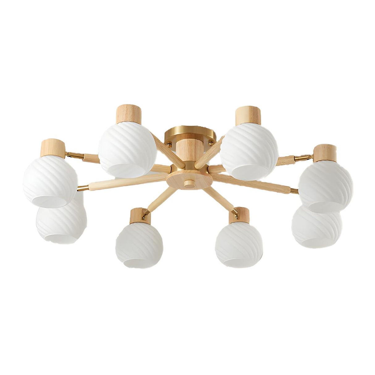 Modern Nordic Wood Globe Semi-Flush Mount Ceiling Light Image - 6