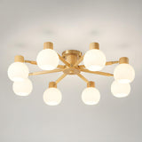 Modern Nordic Wood Globe Semi-Flush Mount Ceiling Light Image - 8