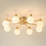 Modern Nordic Wood Globe Semi-Flush Mount Ceiling Light Image - 9