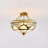 Modern Octagon Drum Glass Flush Mount Light Bedroom Image - 14