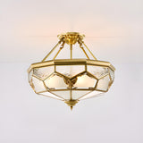 Modern Octagon Drum Glass Flush Mount Light Bedroom Image - 15