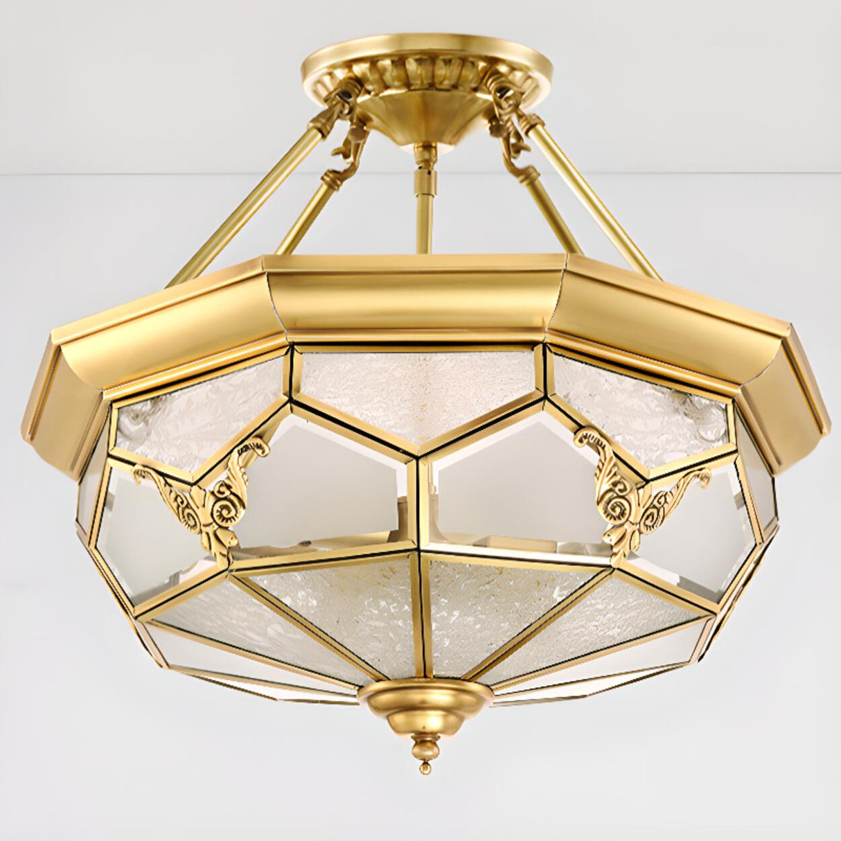 Modern Octagon Drum Glass Flush Mount Light Bedroom Image - 18