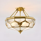 Modern Octagon Drum Glass Flush Mount Light Bedroom Image - 19