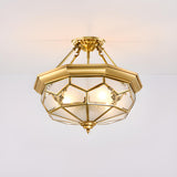 Modern Octagon Drum Glass Flush Mount Light Bedroom Image - 22