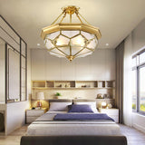 Modern Octagon Drum Glass Flush Mount Light Bedroom Image - 6