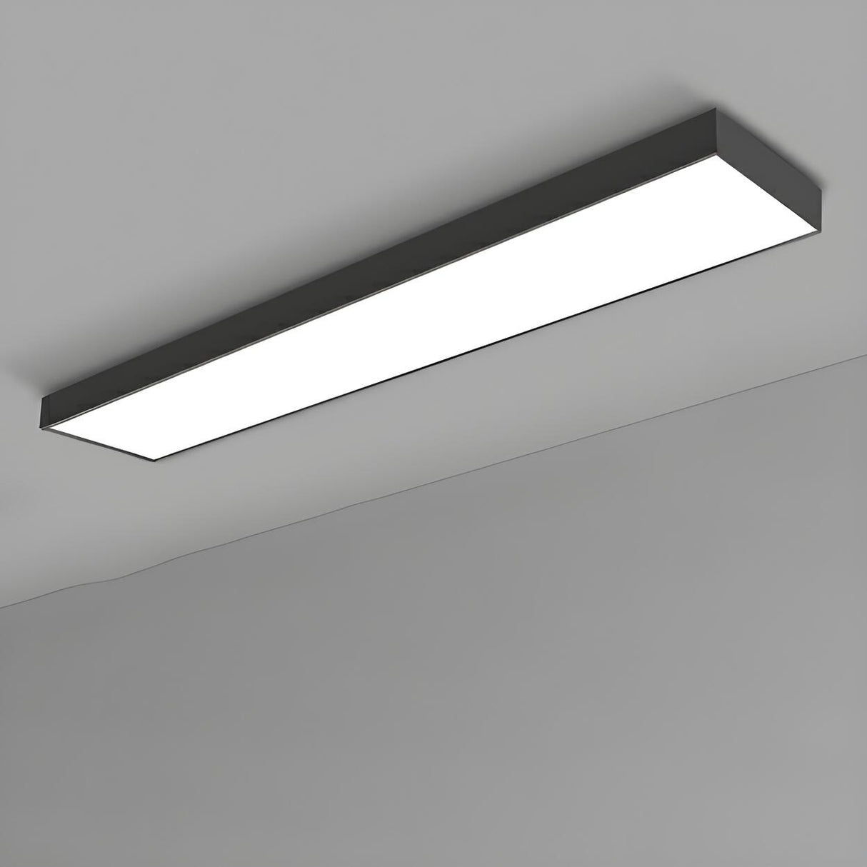 Modern Office Black Rectangle LED Flush Mount Light Image - 13