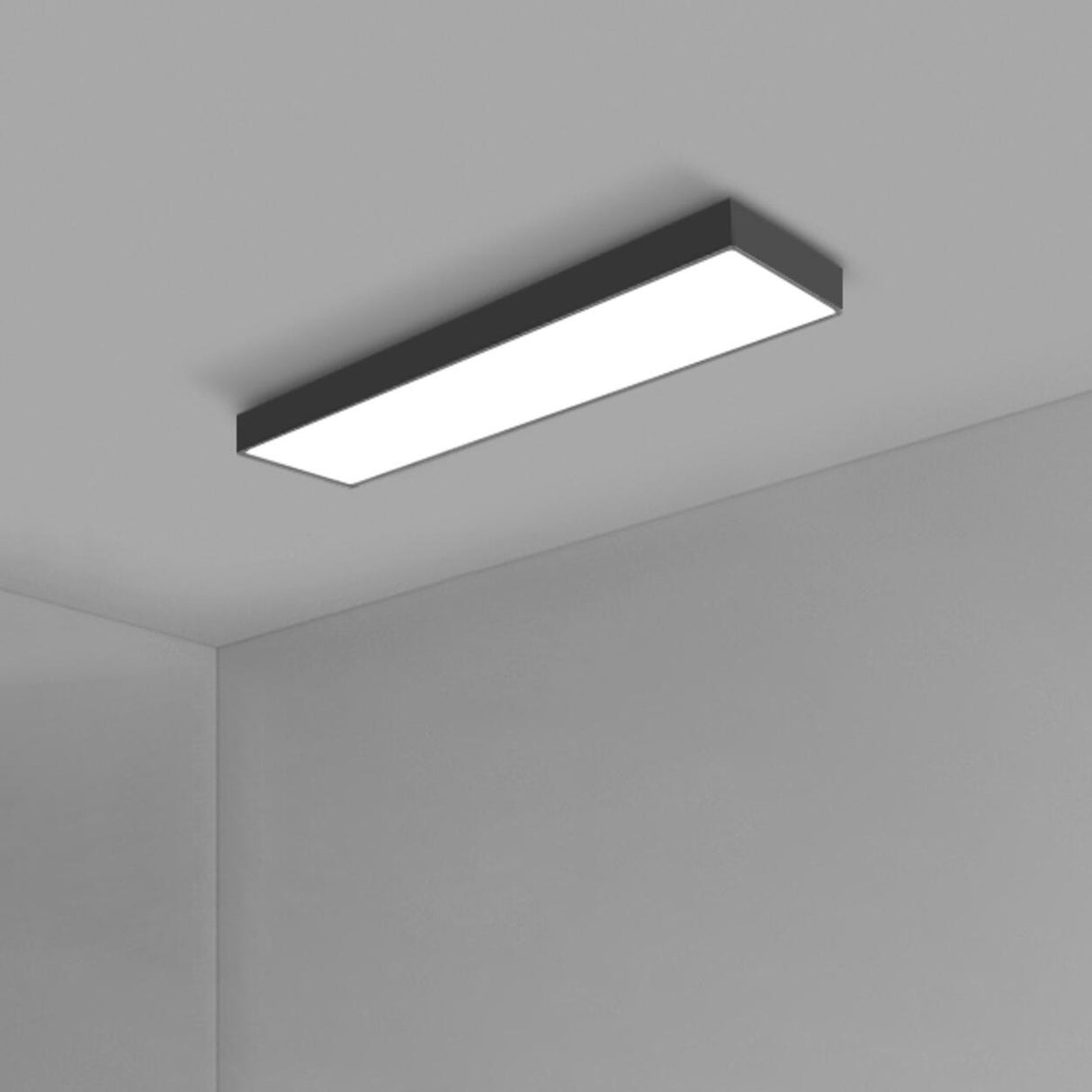 Modern Office Black Rectangle LED Flush Mount Light Image - 2