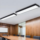 Modern Office Black Rectangle LED Flush Mount Light Image - 21