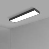 Modern Office Black Rectangle LED Flush Mount Light Image - 5