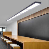 Modern Office Black Rectangle LED Flush Mount Light Image - 6