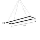 Modern Office Black Rectangular Acrylic LED Chandelier #size