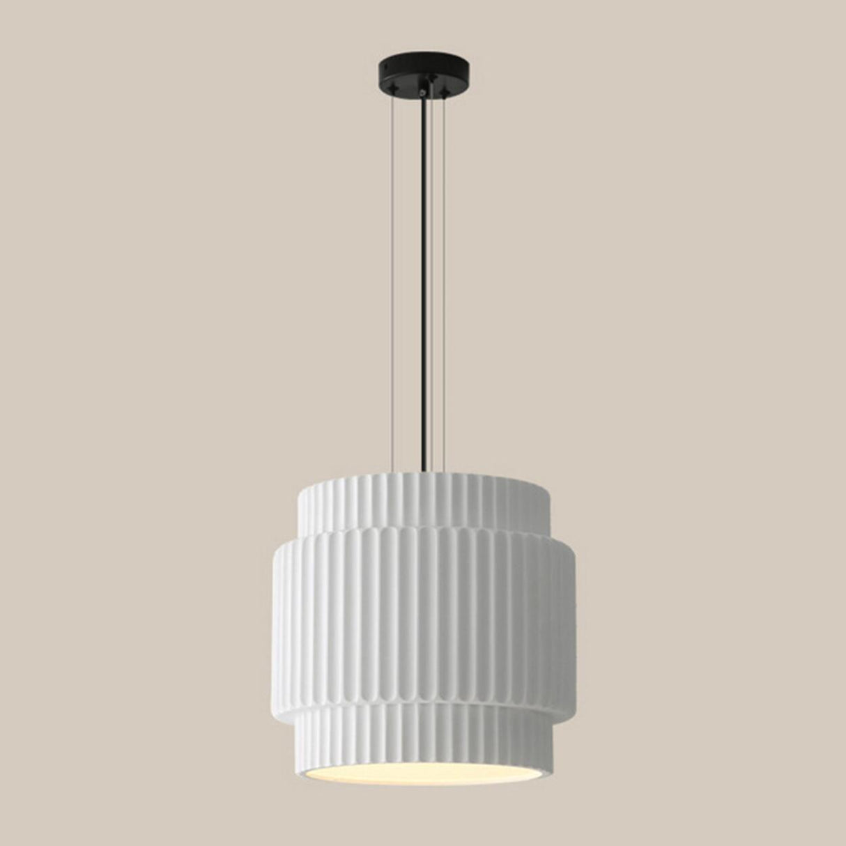 Modern Olive Green Barrel Resin Ceramic Pendant Light Image - 10