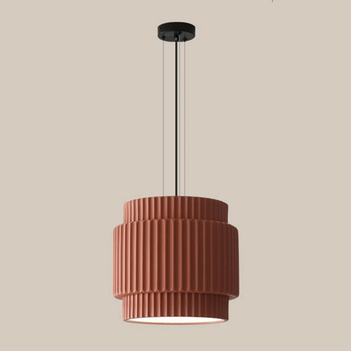 Modern Olive Green Barrel Resin Ceramic Pendant Light Image - 12