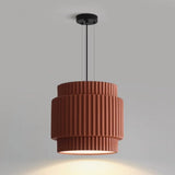 Modern Olive Green Barrel Resin Ceramic Pendant Light Image - 13