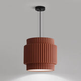 Modern Olive Green Barrel Resin Ceramic Pendant Light Image - 14