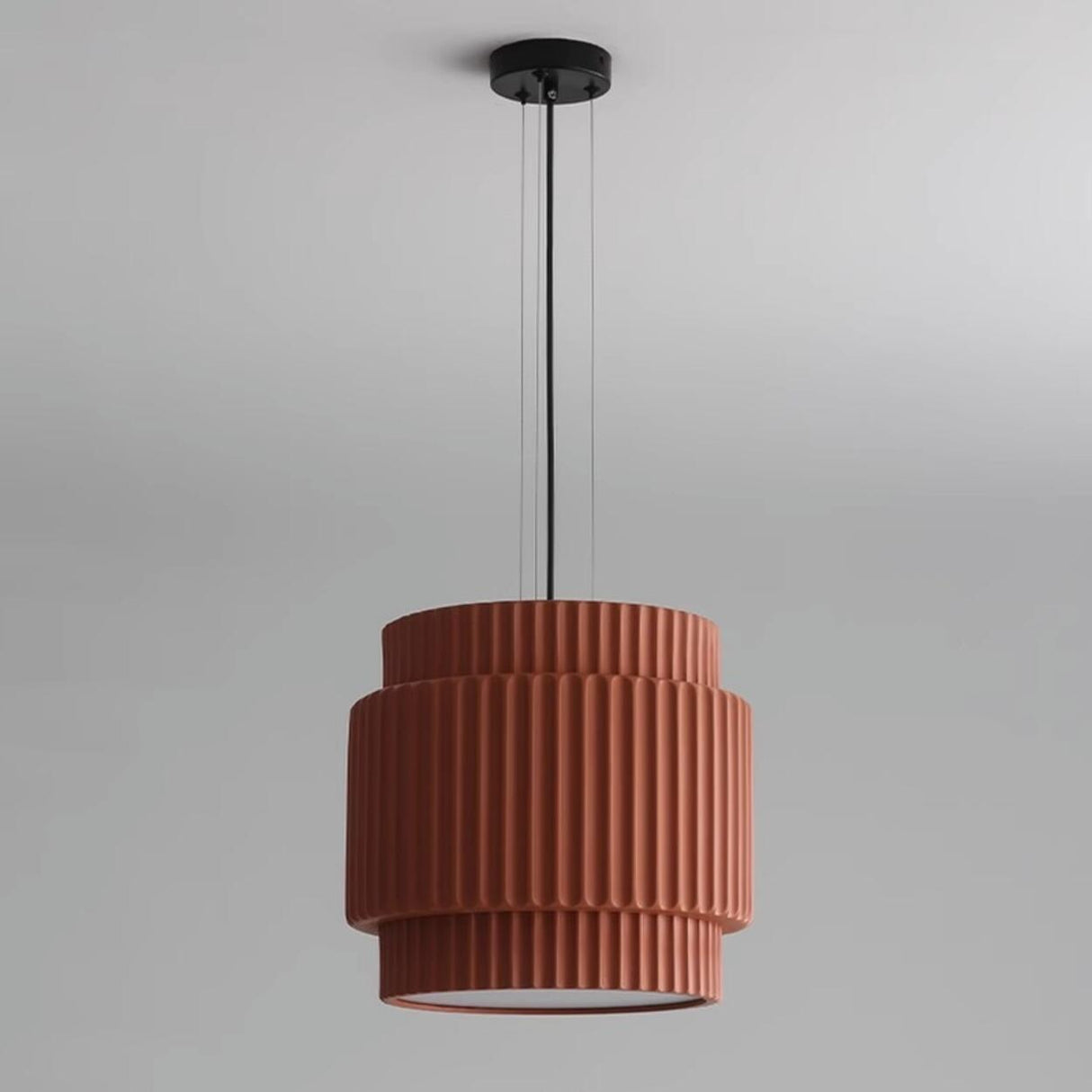 Modern Olive Green Barrel Resin Ceramic Pendant Light Image - 15