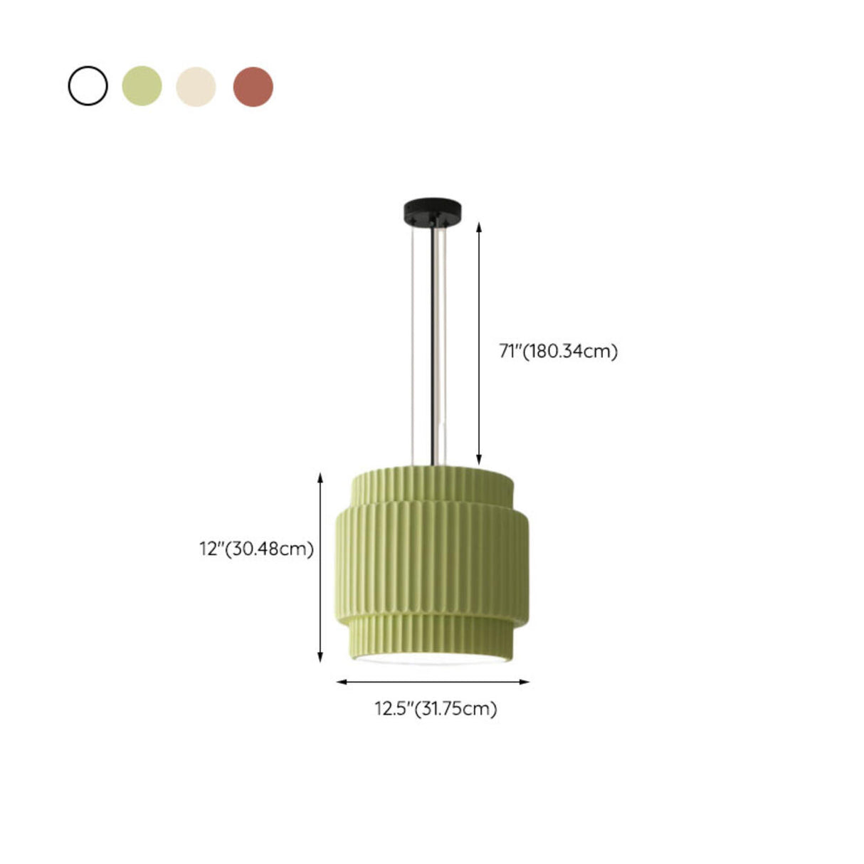 Modern Olive Green Barrel Resin Ceramic Pendant Light 