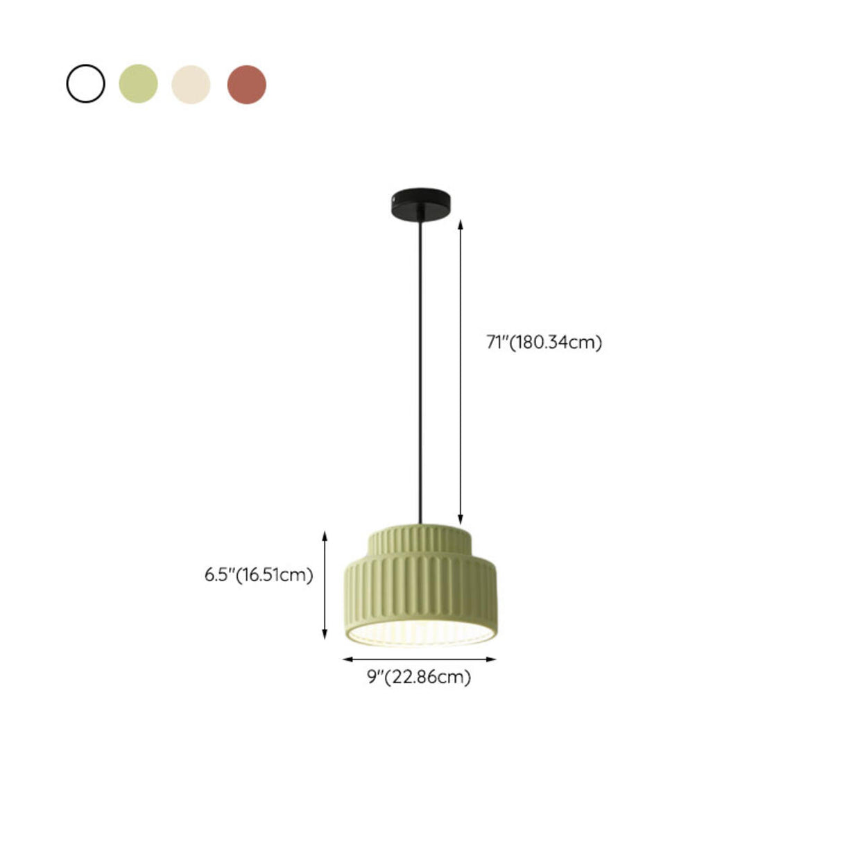 Modern Olive Green Barrel Resin Ceramic Pendant Light Image - 19