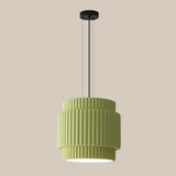 Modern Olive Green Barrel Resin Ceramic Pendant Light Image - 6