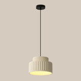 Modern Olive Green Barrel Resin Ceramic Pendant Light Image - 7