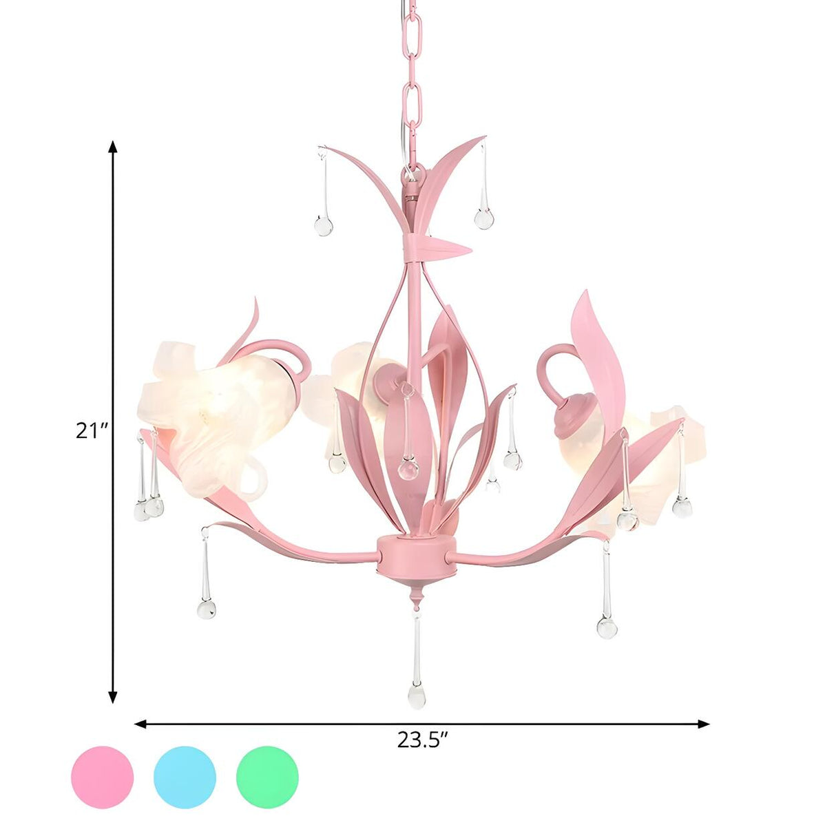 Modern Opal Glass Blossom Pink Floral Chandelier Image - 14