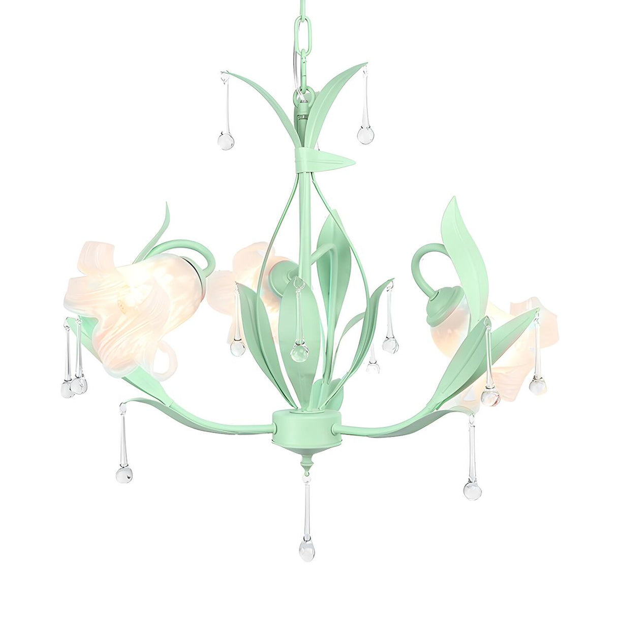 Modern Opal Glass Blossom Pink Floral Chandelier Image - 18