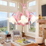 Modern Opal Glass Blossom Pink Floral Chandelier Image - 3