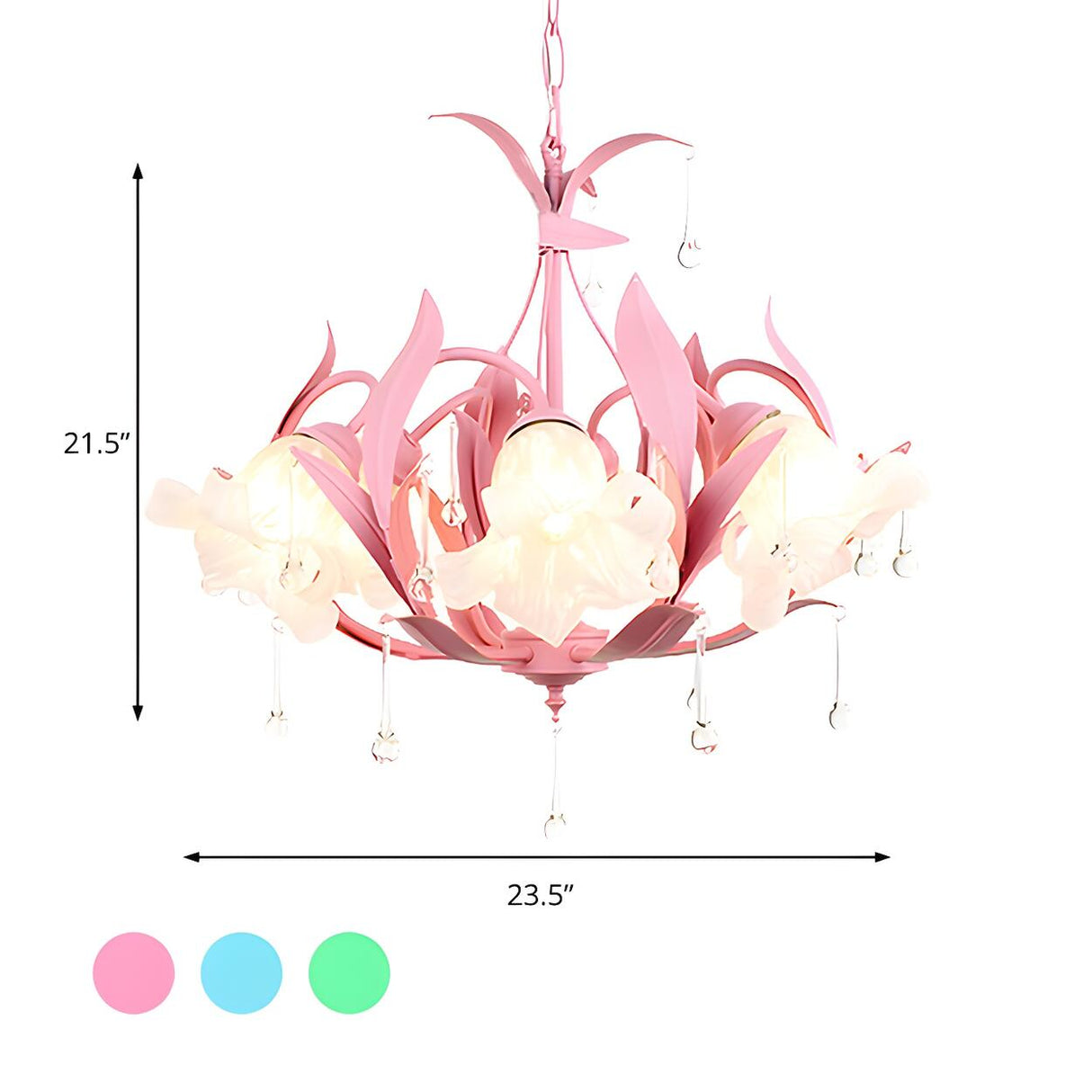 Modern Opal Glass Blossom Pink Floral Chandelier Image - 5