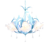 Modern Opal Glass Blossom Pink Floral Chandelier Image - 8