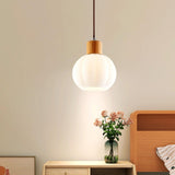 Modern Opal Glass Globe Pendant Light Adjustable Height Image - 3