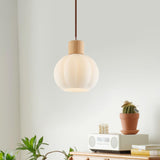 Modern Opal Glass Globe Pendant Light Adjustable Height Image - 4