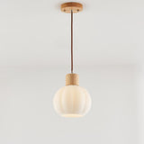 Modern Opal Glass Globe Pendant Light Adjustable Height Image - 5