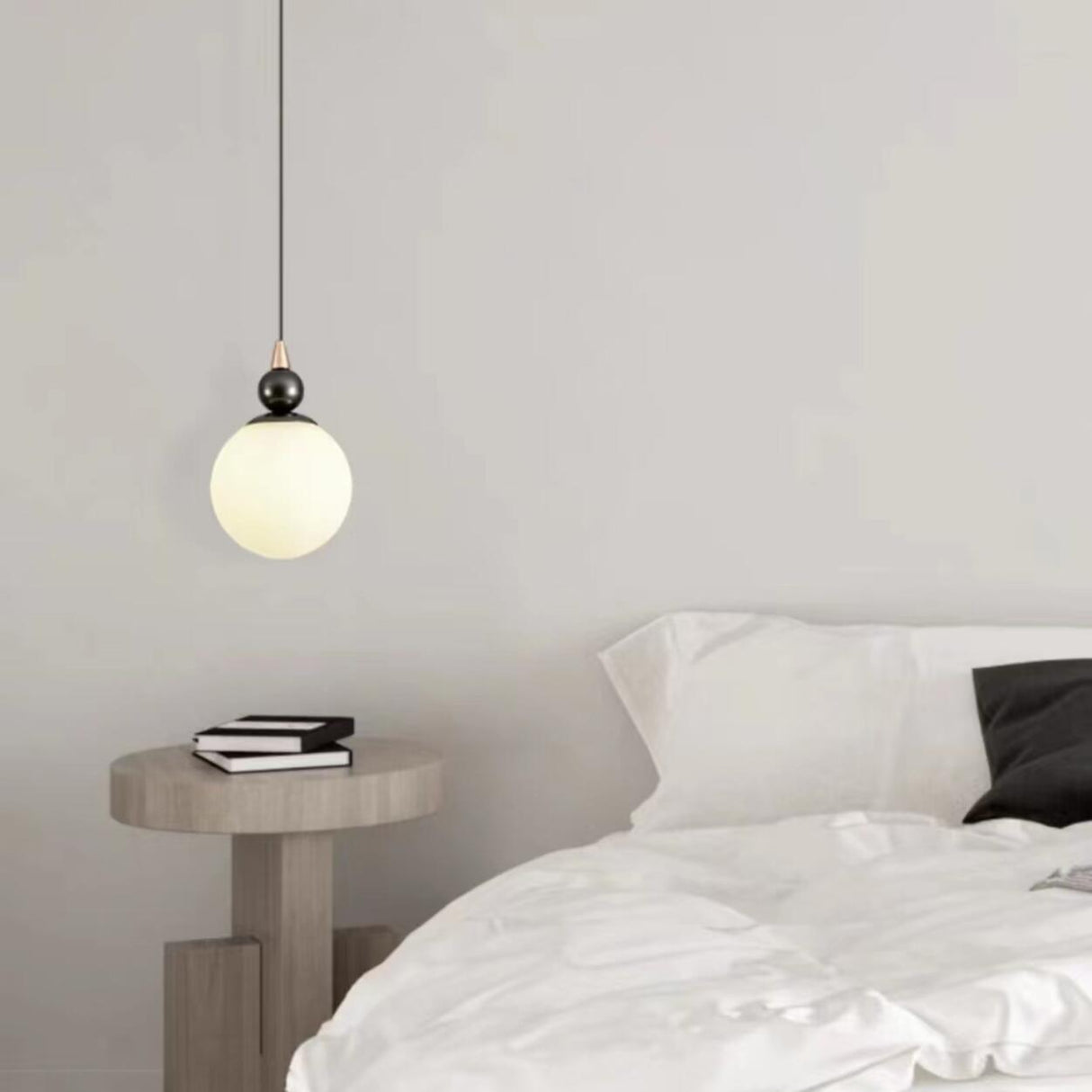 Modern Opal Glass Globe Pendant Light Bedroom Image - 1