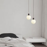 Modern Opal Glass Globe Pendant Light Bedroom Image - 3