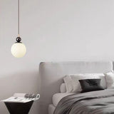 Modern Opal Glass Globe Pendant Light Bedroom Image - 4