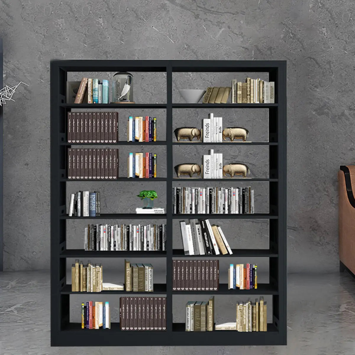 Modern Open Adjustable Shelves Steel Vertical Bookcase Image - 3