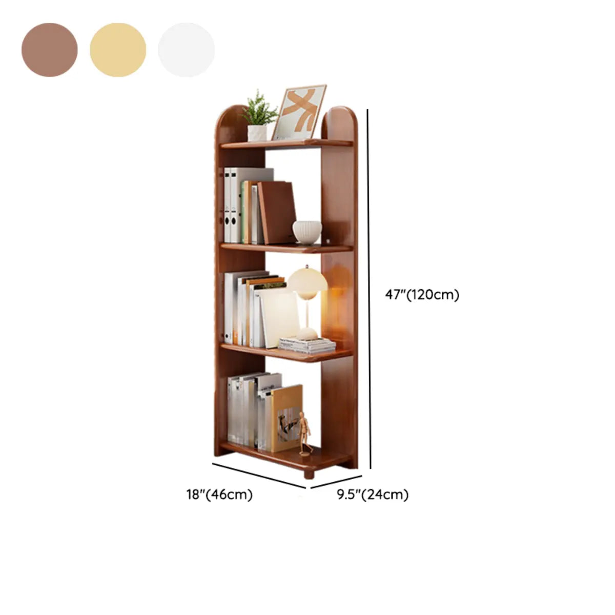 Modern Open Back Rubberwood Organizer Brown Bookcase 