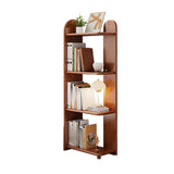 Modern Open Back Rubberwood Organizer Brown Bookcase Image - 5