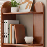 Modern Open Back Rubberwood Organizer Brown Bookcase Image - 7